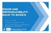 RIGOR AND REPRODUCIBILITY: BACK TO BASICS...Oct 27, 2016  · Bayer HealthCare Nature Reviews Drug Discovery ... OVERVIEW •Why the concern about reproducibility? •The NIH response