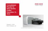 Consolidated Results for Nine Months Ended 2015 - Ricoh Global · 2014 2020 Expanding Industrial Products Business through AnaJet Acquisition in January 2016 Digital industrial printing