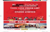 FOR MORE INFO: 01259 218103 · 2015-03-25 · TOOL HIRE PRICE LIST 01259 218103 I hireahctools.co.uk A AT CODE DAY EXTRA DAY WEEK END WEEKLY Heavy Duty Diamond Drill BD27 £37.5 18.75