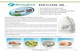 DECON 30 Place Suppy/Benefect... · 2020-06-08 · DECON 30 Bactericidal, Virucidal*, Fungicidal, Mildewstat, Carpet Sanitizer Decon 30 utilizes the same essential oil from the thyme