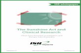 The Sunshine Act and Clinical Researchisrreports.com/wp-content/uploads/2013/04/ISR-Sunshine-Whitepape… · ©2013 | Whitepaper: The Sunshine Act and Clinical Research 3 act with