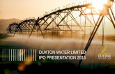 DUXTON WATER LIMITED IPO PRESENTATION 2016taylorcollison.com.au/.../08/D2O-Presentation_080816.pdf · 2016-08-08 · IPO PRESENTATION 2016. DISCLAIMER This presentation is prepared