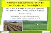 Nitrogen Management for Older versus Modern Corn Hybrids · Grain Yield (bushels/acre) Total Plant N Uptake (pounds/ac) Post-silk Plant N Uptake (% of final total uptake) DKC61-69VT3