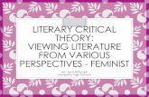 LITERARY CRITICAL THEORY: VIEWING LITERATURE FROM …msmitchellsaplit12.weebly.com/uploads/4/6/7/4/...Feminist Criticism Critiques patriarchal (male dominated) language and literature