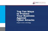 Top Ten Ways to Protect Your Business Against Cyber Attacks · 3 Anti Ransomware Ransomware is the worst of the cyber attackers because it quietly runs a virus, like the infamous