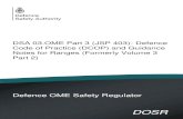 DSA03.OME Volume 3 Part 2...DSA 03.OME Part 3 (JSP 403)- Defence Code of Practice (DCOP) and Guidance Notes for Ranges (Formerly Volume 3 Part 2) Defence OME Safety Regulator DOSR