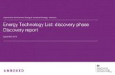 Energy Technology List: discovery phase report · We undertook a five-week discovery project to understand what are the main user needs around the ETL. Across the duration of the