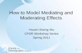 How to Model Mediating and Moderating Effects...relation varies, while mediation examines why the X-Y relation occurs. • You should use theory to guide the examination of moderation
