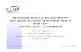 Radionuclide behaviour and geochemistry upon geological ... · 2. The cement near field – geochemistry 3. The Boom Clay far field – radionuclide speciation and migration 4. Conclusions