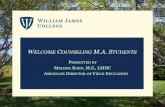 Welcome Counseling M.A. Students · submit to the Counseling Department’s Field Education office. We work with students from March through mid-summer to help each trainee secure