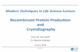Recombinant ProteinProduction and Crystallography · 2018-06-05 · • Fast Protein Liquid Chromatography (FPLC) • Mainstream column-chromatographic methods. 5 - Quality control