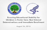 ESSA Ensuring Educational Stability for Children in …...Aug./Sept. 2016: ED/HHS Foster Care TA Webinar Series December 2016: ESSA Foster Care Provisions Take Effect KEY ESSA PROVISIONS