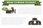 WHAT TO WEAR TO COURT - Law Office of Cohen & Jaffe · WEAR TO THE COURTHOUSE Sleeveless or muscle shirt. Exercise outﬁt. Anything sexy or too dressy – tight tops, short skirts,