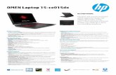 OMEN Laptop 15-ce015dx - Hewlett Packard€¦ · • Rock-solid connections: With the latest 802.11 a/c (2x2) WLAN adapter and Bluetooth® 4.2, all your connections are rock solid