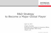 R&D Strategy to Become a Major Global Player© 2013 Hitachi, Ltd. All rights reserved. Hitachi’s 6 Business Group structure and the R&D Group 1-3. R&D organization Akasaka, Minato-ku,