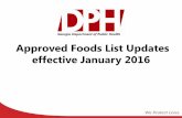 Approved Foods List Updates effective January 2016 · 2019-12-04 · statement listing both 32 oz. and 8 oz. 6 pack ... • Portagen can size change from 16 oz. to 14.4 oz. powder