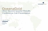 2012 Second Quarter Results Conference Call Presentation · Macraes Goldfield Q2 2012 Q1 2012 Q2 2011 H1 2012 H1 2011 Gold produced (oz) 39,012 34,851 44,107 73,863 88,264 Open pit