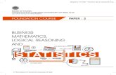 BUSINESS MATHEMATICS, LOGICAL REASONING AND€¦ · covers basic mathematical techniques like ratio, proportion, indices, logarithms, equations and linear inequalities, Time value