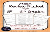 Math Review Packetodysseycharterschooldel.com/wp-content/uploads/... · Multiplication, Division, Decimals, Fractions, Metric & Customary ... Dividing Decimals ex: 32.3 ÷ 0.5 0.5