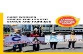 CARE WORKER VOICES FOR LANDED STATUS AND FAIRNESS · SALCO Community Legal Clinic, Students Against Migrant Exploitation, Social Planning Toronto, UFCW, UNIFOR, Workers Action Centre