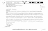 Years of Valve Manufacturing · VELAN Inc. 7007 C6te de Liesse Tel: (514) 748-7743 Montreal, Quebec Fax: (514) 748-8635 Canada H4T 1G2 Web:  F'ebruary 04, 2000