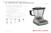 kitchEnaid diamond 5 SPEED BLEnDER · 2019-11-19 · - 60-oz BPA Free Diamond Shaped Pitcher - Die Cast Metal Base - Easy to Clean Control Panel with White LED Lights includEs - One-Piece,