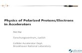 Physics of Polarized Protons/Electrons in Accelerators · Polarized Proton/electron Beam - Proton/electron, as spin half particle oSpin vector oIntrinsic magnetic moment - Polarized