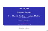 CSc 466/566 Computer Security 5 : Man-At-The-End — Attack …collberg/Teaching/466-566/... · 2014-09-16 · 3/55. Who’s our adversary? What does a typical program look like?