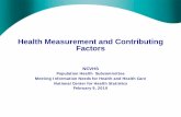 Health Measurement and Contributing Factors · Governance Policy (Macroeconomic, Social, Health) Cultural and societal norms and values ... E-Clinical Decision Support Patient Registry