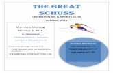 SCHUSS · 2016-09-30 · THE GREAT SCHUSS LEXINGTON SKI & SPORTS CLUB . October, 2016 . Members Meeting . October 4, 2016 . At Roosters . 124 Marketplace Dr., Lexington (off Man of