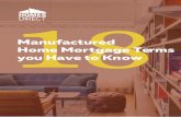 Manufactured Home Mortgage Terms you Have to Know€¦ · Many mortgage terms can be difficult to understand. The terms are important, and it is important that every applicant for