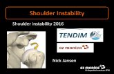 Shoulder instability 2016 · Facts instability Most frequent dislocated ( 1/2) 2 peaks 21-30 61-80 Ant: 84% Post : 1,5% Recurrency : - 25y: 60% +34y: 25% Golfball on tee : 3 to 4