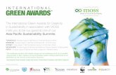The International Green Awards for Creativity in Sustainability in … · 2013-08-12 · MELBOURNE Monday August 20 @ Mercure Melbourne Treasury Gardens 13 Spring Street ... award