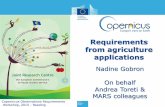 Requirements from agriculture applications · Copernicus Observations Requirements Workshop, 2015 - Reading • Crop monitoring and yield forecasting in EU and neighbouring countries