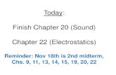 Today: Finish Chapter 20 (Sound) Chapter 22 (Electrostatics) · Today: Finish Chapter 20 (Sound) Chapter 22 (Electrostatics) Reminder: Nov 18th is 2nd midterm, Chs. 9, 11, 13, 14,