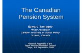 The Canadian Pension System - Hitotsubashi University · 2005-09-02 · of the Canada Pension Plan (CPP): •Plan was pay-as-you go, with small reserve fund equal to two years’