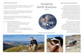 What is Earth Sciences? Studying What do Earth Scientists do? … · 2019-05-28 · year earth science modules is required for admission to the Earth Sciences B.Sc. Honours programme,