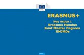 Key Action 1 Erasmus Mundus Joint Master Degrees EMJMDs · Erasmus Mundus Joint Master Degrees 8 Consortium responsible for: ! content; structure; delivery method of MA programme
