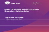 Peer Review Board Open Session Meeting Materials Oct. 2018 · 1 AICPA Peer Review Board Open Session Agenda Friday October 19, 2018 Teleconference Date: Friday October 19, 2018 Time:
