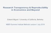 Research Transparency & Reproducibility in Economics and ... · Overview • Talk outline: 1. Introduction and overview 2. What are research transparency and open science? 3. Problems