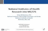 National Institutes of Health Research into ME/CFS...National Institute of Nursing Research Cheryl L. McDonald, M.D. (Alternate: Shimian Zou, Ph.D.) National Heart, Lung, and Blood
