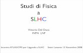 Studi di Fisica a SLHC - INFNLHC opens up a new kinematic range LHC kinematic reach Feynman x’s for the production of a particle of mass M x 1,2 = M 14TeV e±y 100-200 GeV physics