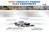 RENT FACILITY POWER TEST EQUIPMENT€¦ · • Power Quality Analyzers, Monitors & Loggers • Scopemeters • Solar PV Analyzers • Thermal Imagers • 400 Hz Measurements • Cabling
