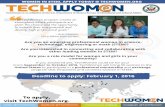 Deadline to apply: February 1, 2016 To apply,...To apply, visit TechWomen.org. If you answered yes, TechWomen could be for you! From September to October 2016, TechWomen will bring