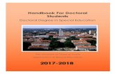 Handbook For Doctoral Students - College of Education · iii table of contents welcome! 1 who’s who in the department 1 facutly in the department of special education 2 university