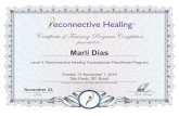 Marli Dias · Marli Dias Certificate Authenticity: 12E VV83T BGHUF NJQLR R5I8N November 22, Level II: Reconnective Healing Foundational Practitioner Program October 31-November 1,