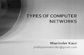 TYPES OF COMPUTER NETWORKS...Different Types of Networks •Depending upon the geographical area covered by a network, it is classified as: –Local Area Network (LAN) –Metropolitan