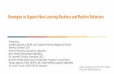 Strategies to Support New Learning Routines and Positive ... · Strategies to Support New Learning Routines and Positive Behaviors Slides Courtesy of ECHO AUTISM & UC Davis MIND Institute