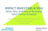 IMPACT INVESTING & YOUcatcher.sandiego.edu/items/soles/Impact Investing... · IMPACT INVESTING & YOU: What, Why, and How of Accessing Other Forms of Capital State of Nonprofits &