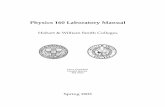 Physics 160 Laboratory Manual - Hobart and William Smith ...people.hws.edu/tjallen/Physics160/LabManual.pdf · Physics Lab Come to lab prepared – Bring quadrille-ruled, bound lab